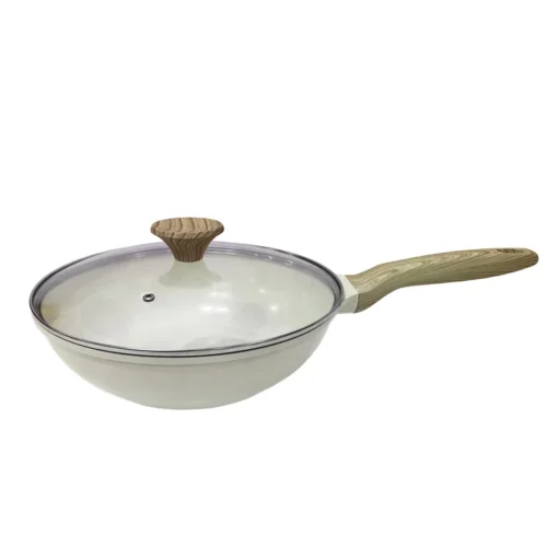 Deep Nonstick Wok Pan with Glass Lid