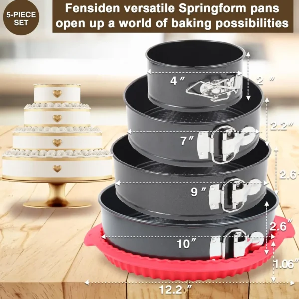 Round Springform Cake Pan Set, 4-10 Inches