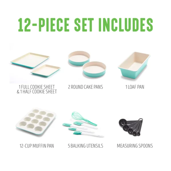 12-Piece Turquoise Bakeware & Utensil Set