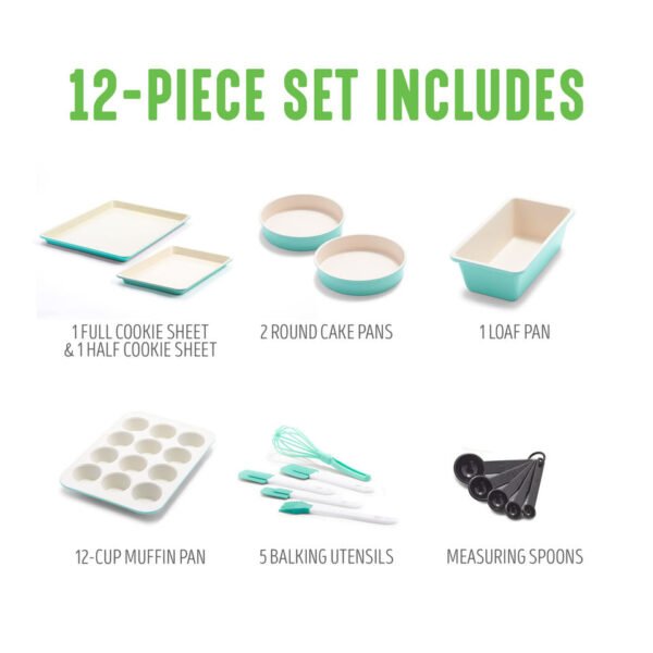 12-Piece Turquoise Bakeware & Utensil Set