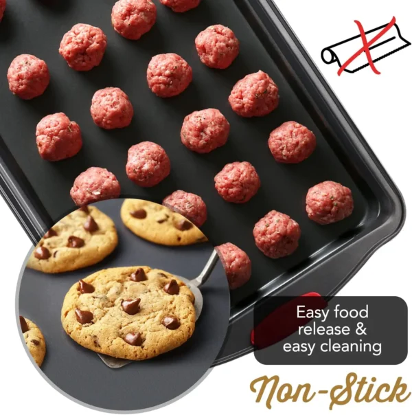 H32cb1a674ad64b22a12436d7bf1133c8U.webp 2-Piece Large Cookie Sheet Set with Silicone Handles