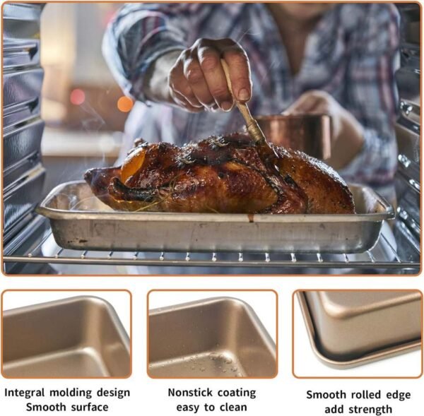 H34ceb1178ae249bcad873cdfdf2c9478B.jpg_960x960q80.jpg 3-Piece Gold-Tone Cake & Roasting Pan Set