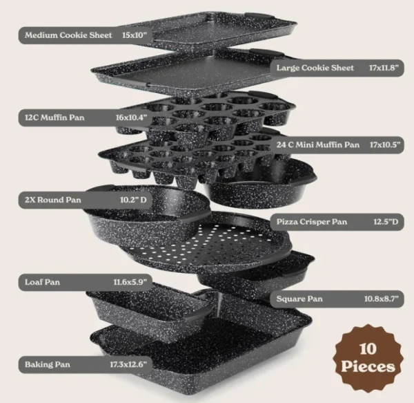 10-Piece Bakeware Set with Silicone Handles