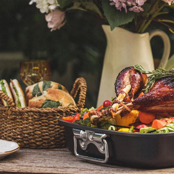 Deep Roasting Pan with V-Rack