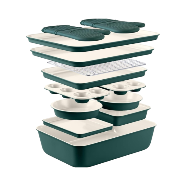 13-Piece Sage Green Stackable Bakeware Set