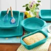 H4d14e3298bfd4f90849b32b3090b3d36B.webp 7-Piece Teal Speckled Aluminum Bakeware Set