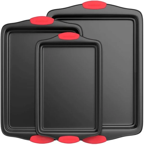 3-Size Baking Sheet Set with Silicone Grips
