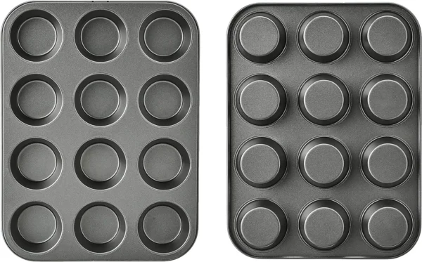 H64d864fec94343fc97ca21ee86a89c61n.webp 2-Piece 12-Cup Muffin Pan Set