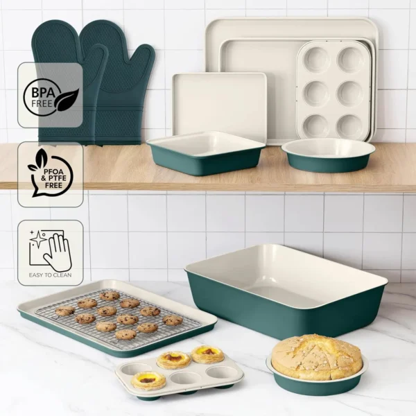 13-Piece Sage Green Stackable Bakeware Set