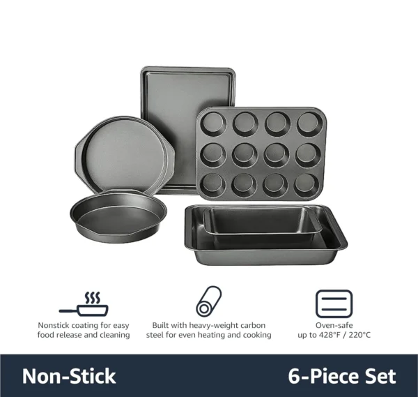 6-Piece Black Carbon Steel Bakeware Set