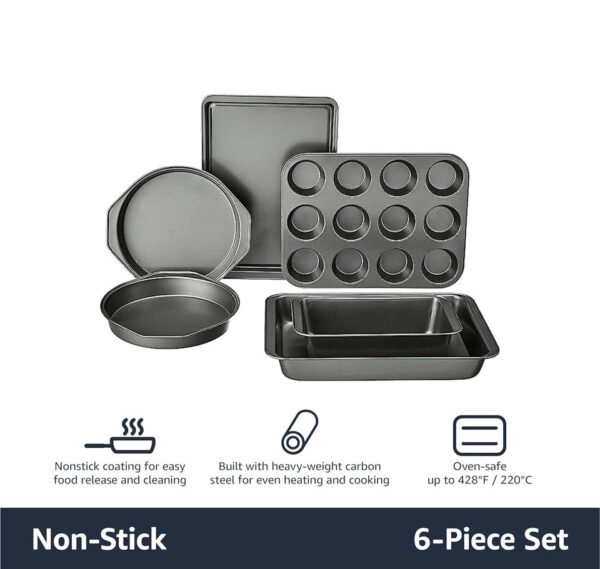6-Piece Black Carbon Steel Bakeware Set