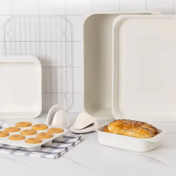 8-Piece Cream Stackable Baking Pan Set