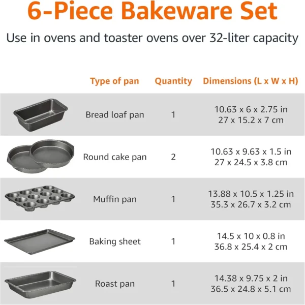 6-Piece Black Carbon Steel Bakeware Set