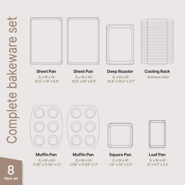 8-Piece Ceramic-Coated Baking Pan Set