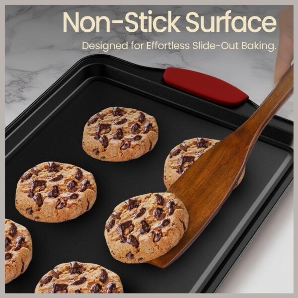 6-Piece Black Bakeware Set with Red Silicone Handles