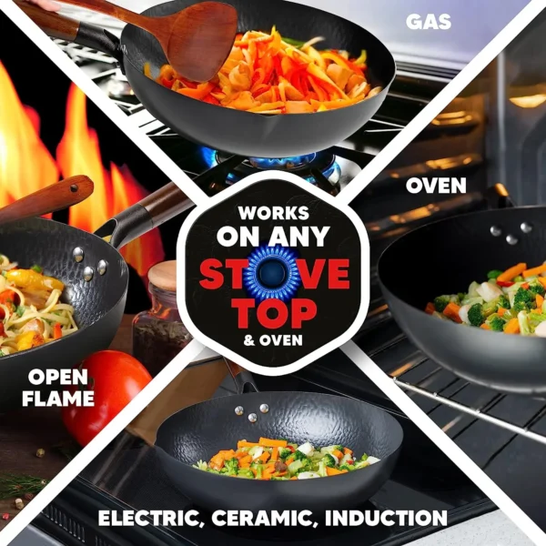 H94f50b2d68b941d983390b4fbfac0316w.webp 12.5-Inch Carbon Steel Wok with Lid & Spatula