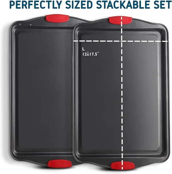 H9d5485bc014f48b88509a01fc720fc80C.webp 2-Piece Large Cookie Sheet Set with Silicone Handles