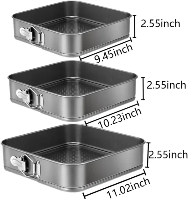 Haf81837dde494cd9b13a0edf42bb19486.webp 3-Piece Square Springform Cake Pan Set