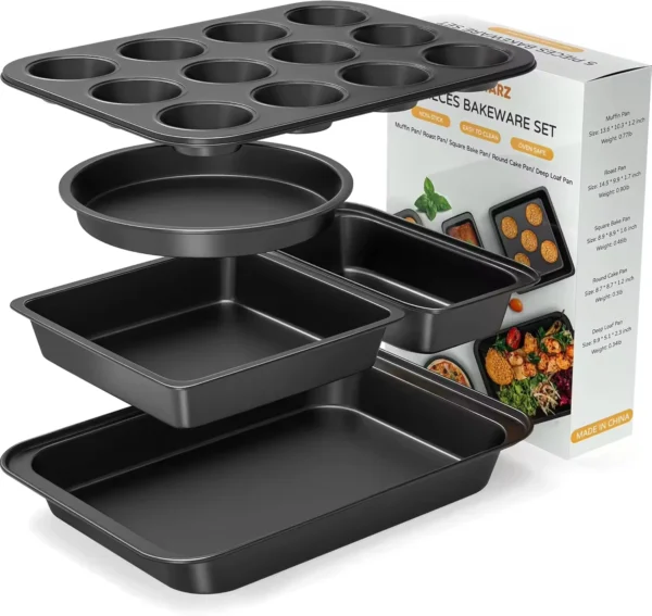 Hb0f5764d5f7a4a43bd53a58e8f16846bd.webp 5-Piece Round & Square Cake Pan Set