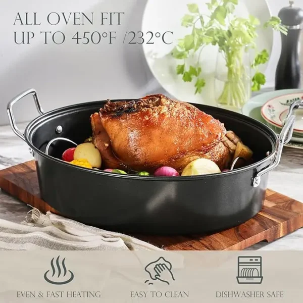 Hb15ca4f3720a4dd381358d32acec7677D.webp Extra-Large Roasting Pan with Lid & Rack