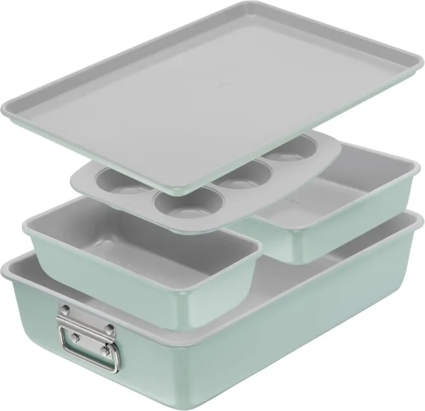 Hbe4fc3e1ea04463f90f58e49d4c41b8aL.webp 5-Piece Mint Green Stackable Cake Pan Set
