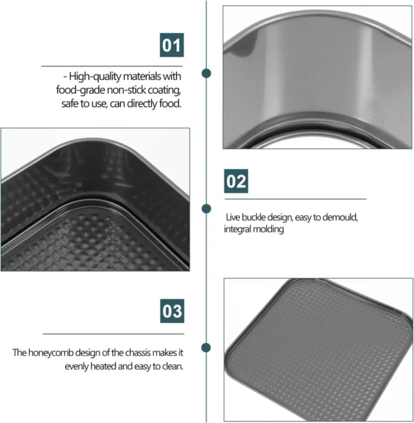 Hc853048f0bb24266b5079e72112a3208E.webp 3-Piece Square Springform Cake Pan Set