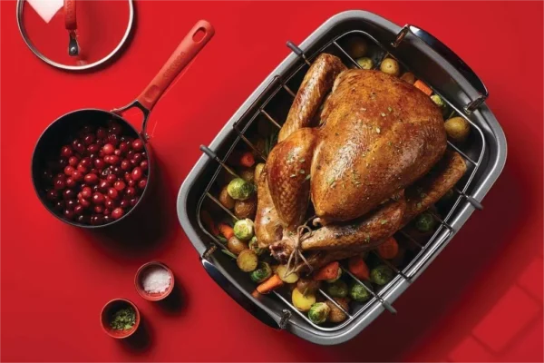Hcba092518dae4ebfbca87cc1cd36bddaF.webp Nonstick Carbon Steel Roasting Pan with Rack