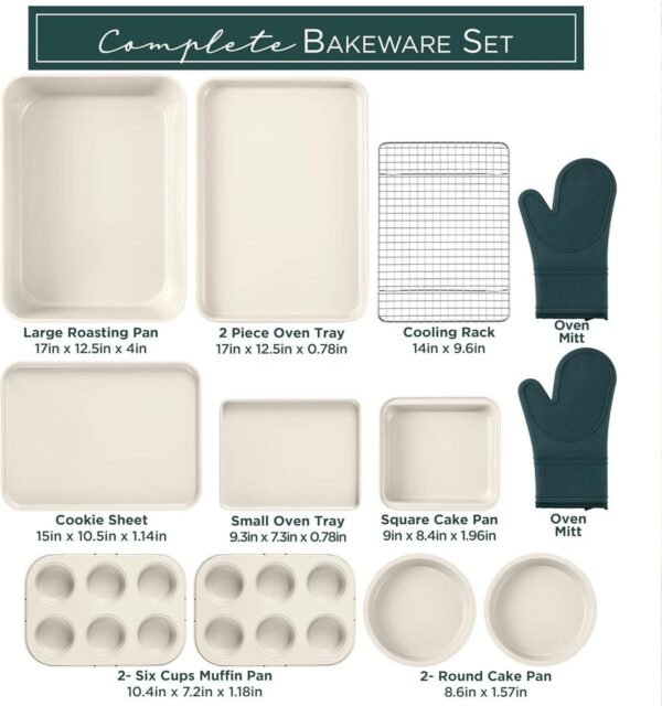 13-Piece Sage Green Stackable Bakeware Set