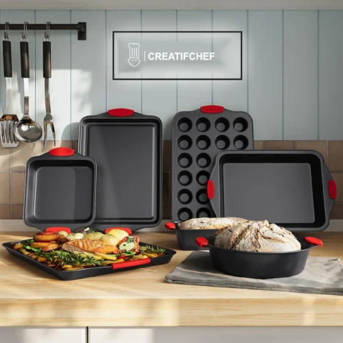 10-Piece Red Stackable Baking Pan Set