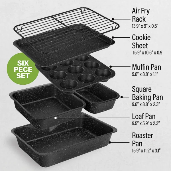 6-Piece Stackable Bakeware Set with Air Fry Rack