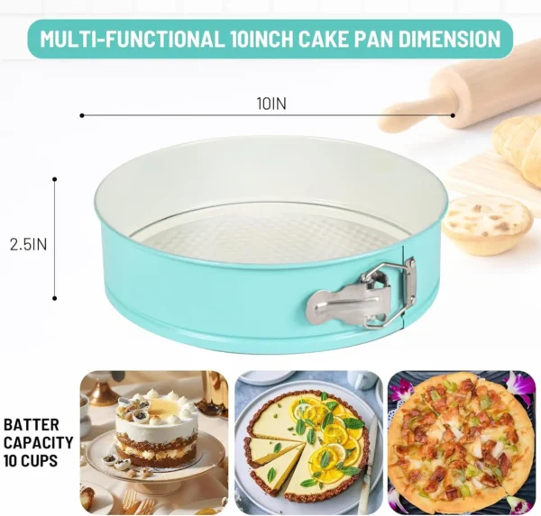 10-Inch Blue Springform Cake Pan with Lid