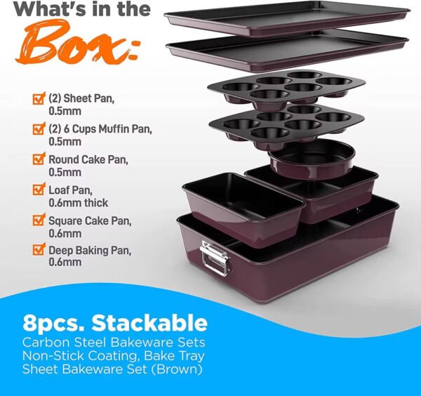 8-Piece Stackable Nonstick Bakeware Set