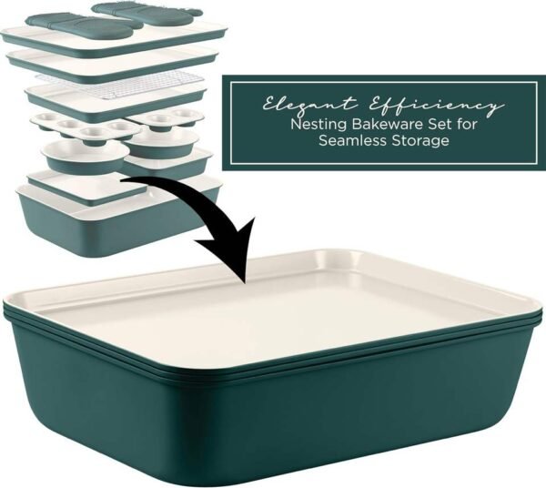 13-Piece Sage Green Stackable Bakeware Set