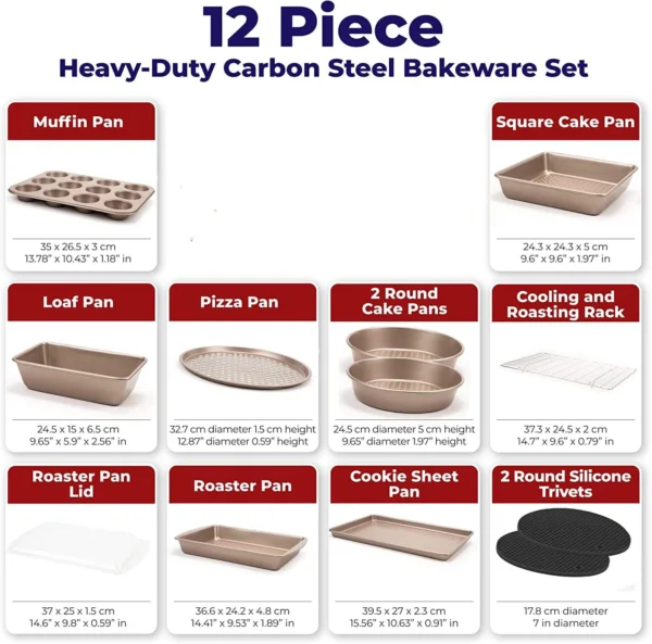 12-Piece Champagne Gold Bakeware Set