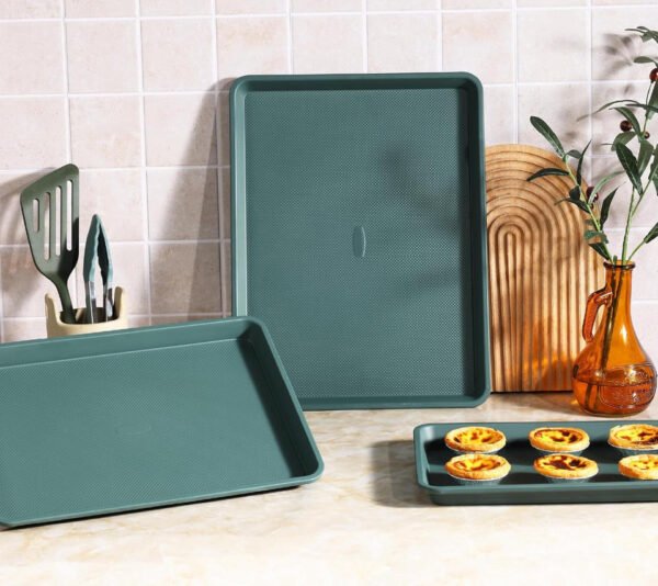 3-Piece Olive Green Baking Sheet Set
