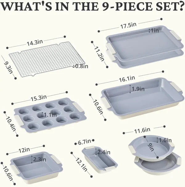 Hf4425ba74ec2485c98684ceedb2e6fd85.webp 9-Piece Ceramic-Coated Bakeware Set with Handles