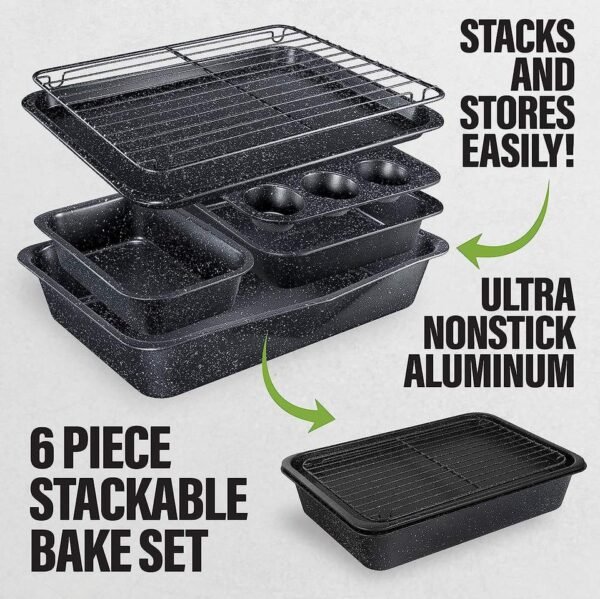 6-Piece Stackable Bakeware Set with Air Fry Rack